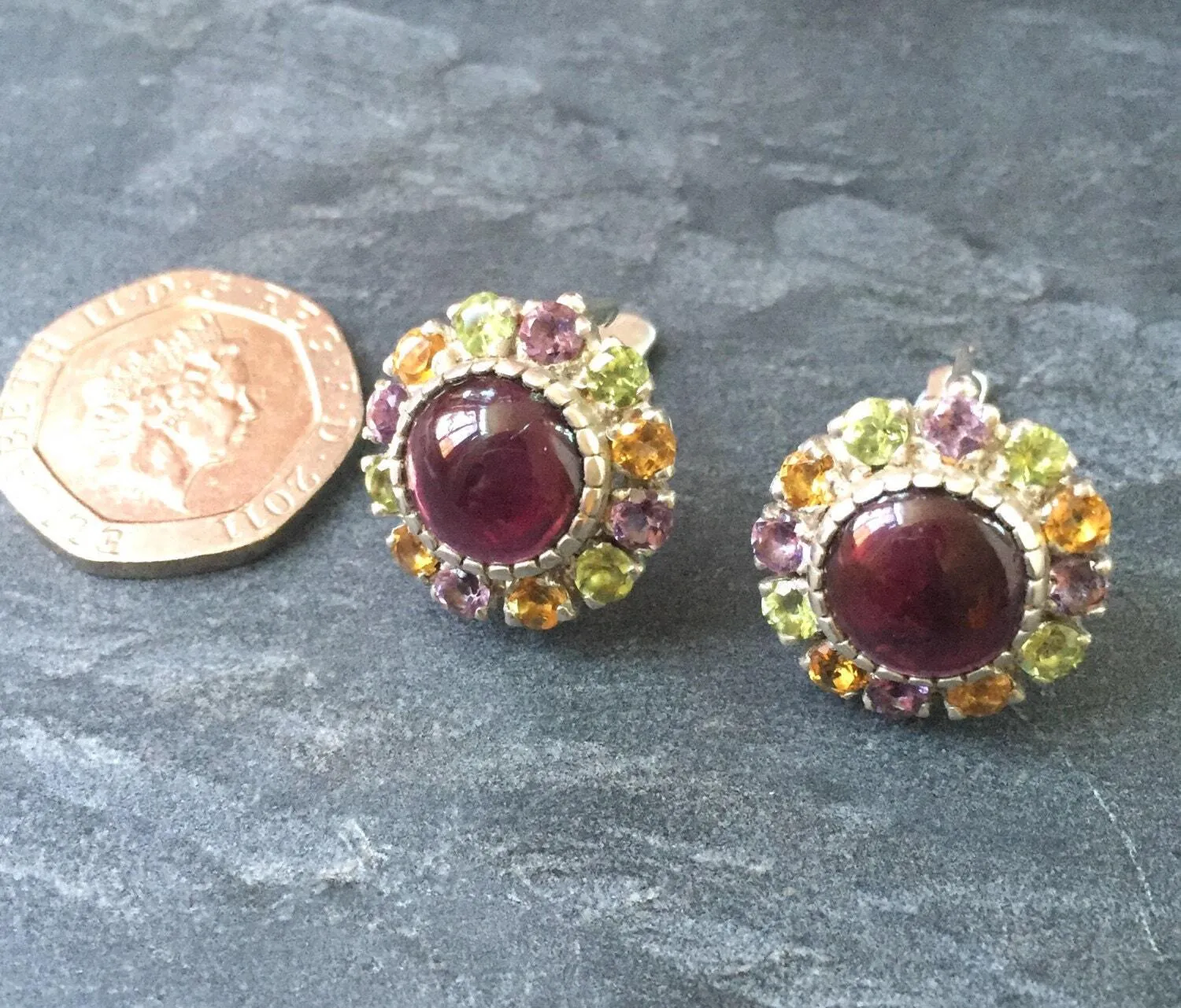 Statement Garnet Earrings - Garnet Flower Earrings - Red Victorian Earrings
