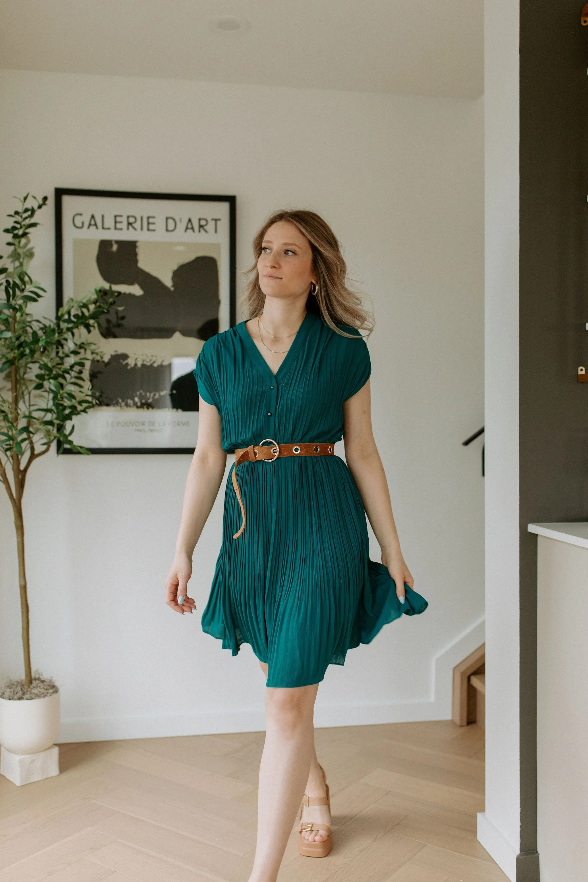 The Lina Suede Grommet Belt by FRNCH - Camel