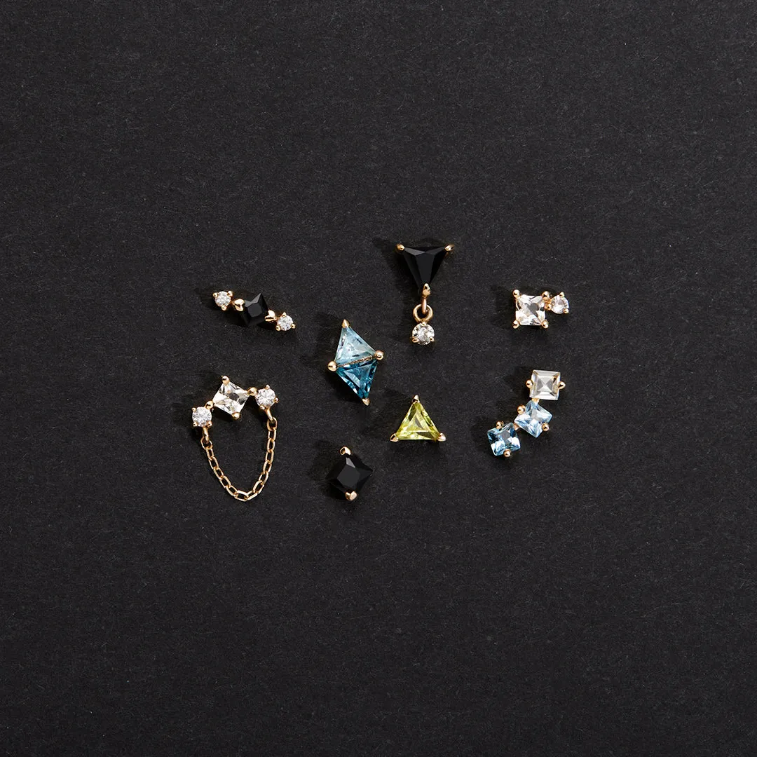 TRIXY | Trillion-cut Peridot Threadless Flatback Earring