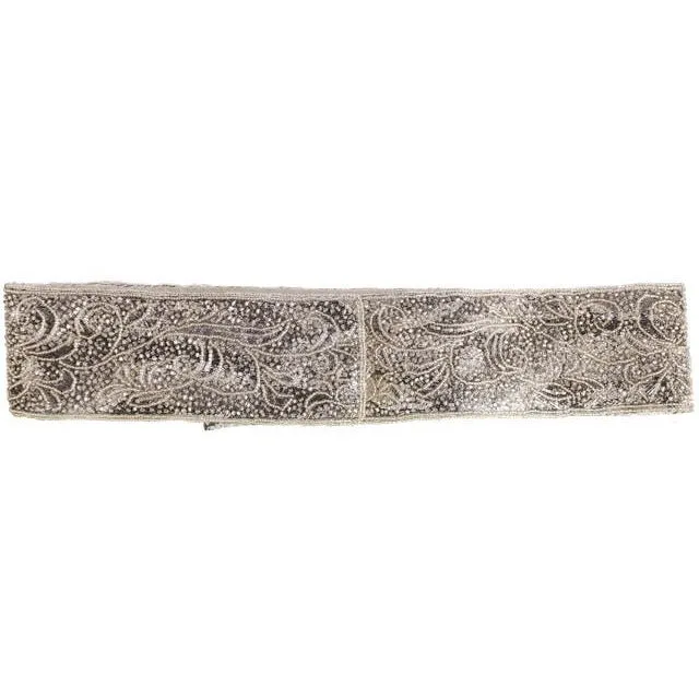 Vintage 1980s La Regale Beaded Womens Belt Silver & Clear Size M New Tags