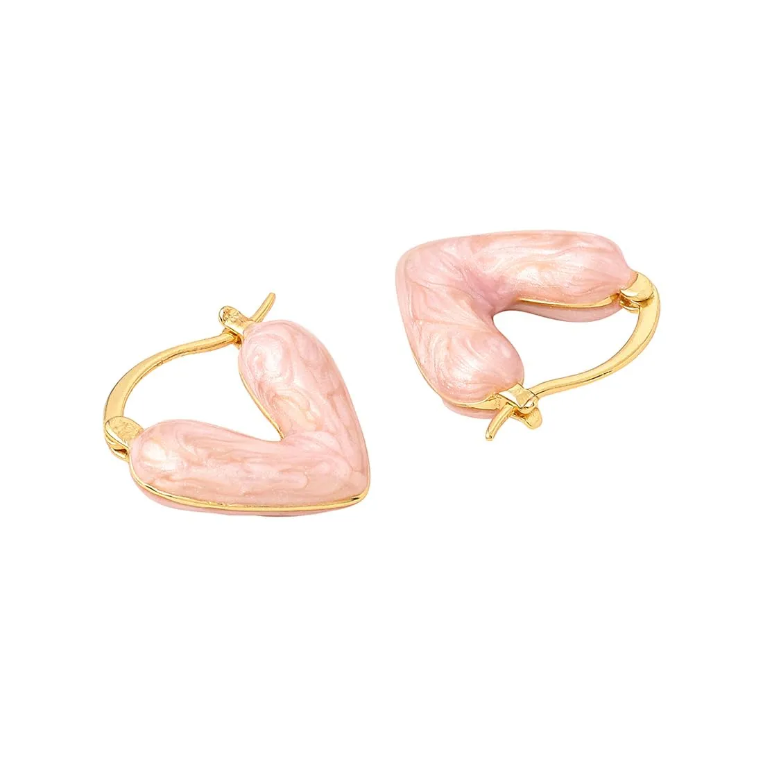 Yellow Chimes Earrings for Women and Girls Fashion Pink Hoop Earrings | Silver Toned Heart Shaped Hoops Earrings | Birthday Gift for Girls & Women Anniversary Gift for Wife
