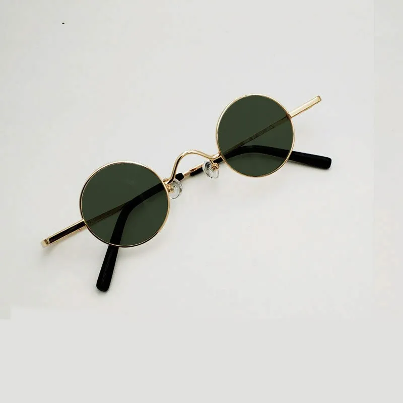Yujo Unisex Full Rim Small Round 36mm Stainless Steel Polarized Sunglasses Y075